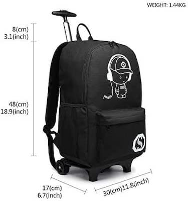 mochila escolar con ruedas Kono medidas